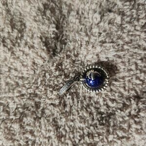 Silver and Blue Globe Drop Charm Pendant